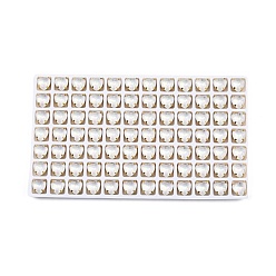 Кристалл Aurora(jm) пришиваем горный хрусталь, граненый стеклянный горный хрусталь, многожильных ссылки, с латунной оправой золотистого цвета, сердце, кристалл, 8x8x5.5 мм, отверстия : 0.9 mm и 1 мм