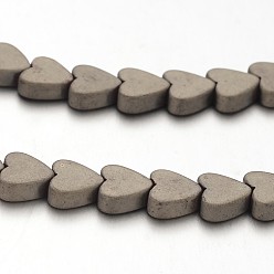 (252) Цвет внутри: морской / фиолетовый на подкладке Гальванизировать немагнитных синтетический гематит бисер пряди, матовые, сердце, античная бронза покрытие, 6x6x2 мм, отверстие : 1 мм, около 80 шт / нитка, 15.7 дюйм