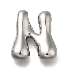 Letter N 304 подвески из нержавеющей стали, буквенное очарование, анти-тускнение, Письмо N, 21x18x6 мм, отверстие : 3.5x2.2 мм