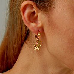 Золотой Стильные 201 серьги-подвески в форме звезд из нержавеющей стали для женщин, повседневный аксессуар.