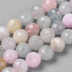 Morganite Natural Morganite Beads Strands, Faceted Round, 8mm, Hole: 1mm, about 46~49pcs/strand, 15.7 inch