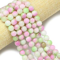 Бледно-Зеленый Натуральный Malaysia нефритовые бусы пряди, окрашенная и подогревом, круглые, бледно-зеленый, 10 мм, отверстие : 1.2 мм, около 38~40 шт / нитка, 15.08''~15.16'' (38.3~38.5 см)