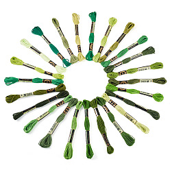 Зеленый Нить для вышивания из полиэстера, нитки для вышивки крестом, зелёные, 1 мм, около 8.75 ярдов (8 м) / пачка, 24 цветов, 1 комплект / цвет, 24 связки