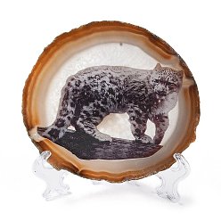 Leopard Печатный орнамент из кусочков натурального агата, декор для домашнего офиса на удачу, леопард, 95~135x95~135x6.5~9 мм