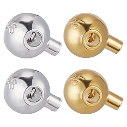 Золотой & Серебряный 8 шт. 2 цвета 925 бусины-обжимки из стерлингового серебра, круглые, золотой и серебряный, 4x3x2.8 мм, отверстие : 0.9 мм, 4 шт / стиль