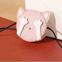 Pink Наборы для изготовления сумок через плечо из искусственной кожи застенчивого кота, сумка через плечо ручной работы, розовые, готовое изделие: 18x7.5 см