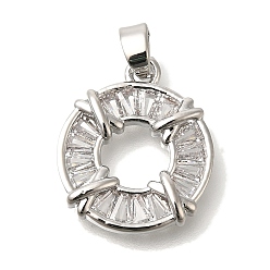 Круглые Латунные микро проложить кубического циркония подвески, с подвесками-кольцами, круглые, 18x15x3 мм, отверстие : 4x3 мм