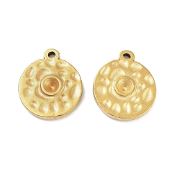 Golden 304 Stainless Steel Pendant Rhinestone Settings, Flat Round, Golden, 16x13.5x2.5mm, Hole: 1.2mm, Fit for 2.5mm Rhinestone