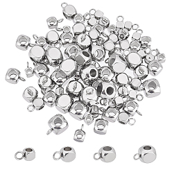 Platinum 80Pcs 4 Style 304 Stainless Steel Tube Bails, Loop Bails, Cube Bail Beads, Platinum, 6x3x3mm, Hole: 1.6mm, 20pcs/style