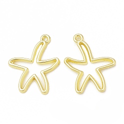 Light Gold Rack Plating Alloy Starfish Open Back Bezel Pendants, For DIY UV Resin, Epoxy Resin, Pressed Flower Jewelry, Cadmium Free & Nickel Free & Lead Free, Light Gold, 25.5x20.5x2mm, Hole: 1.6mm