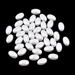 White ABS Plastic Imitation Pearl Beads, Oval, White, 9.5x6x3.5mm, Hole: 1.2mm, about 3900pcs/500g