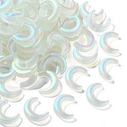 Белый 100 бусины лэмпворк ручной работы, с покрытием AB цвета, матовые, двойной рог / полумесяц, белые, 16.5x13x5 мм, отверстие : 1 мм