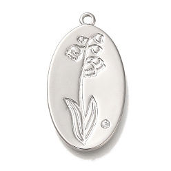 May Lily Латунные микро проложить кубического циркония подвески, без кадмия, без никеля и без свинца, подвески-цветы на день рождения, может лилия, 26x14x1 мм, отверстие : 1.2 мм