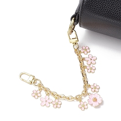 Light Gold Подвеска-цветок из сплава с розовой эмалью, кабельная цепочка, кошелек, декоративные цепочки, с цинковым сплавом застежками омаров коготь, для замены ремней для мешков, золотой свет, 207 мм