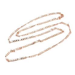 Розовое Золото 2мм стойка покрытие латунь Фигаро цепи ожерелья для женщин мужчин, без кадмия и без свинца, 901 застежка из нержавеющей стали, долговечный, розовое золото , 23.62 дюйм (60 см)