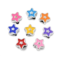 Звезда Ccb пластиковые европейские бусины, бусины с большим отверстием, Эмаль стиле, звезда, 13x13x8 мм, отверстие : 5 мм