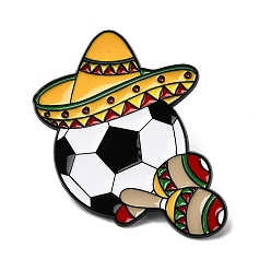 Желтый Эмалевые значки на тему мексиканского футбола, Черные металлические застежки для лацканов, рюкзаков и одежды., сомбреро, желтые, 42x31 мм