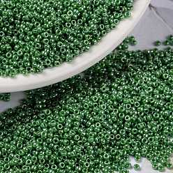 (RR431) Opaque Green Luster MIYUKI Round Rocailles Beads, Japanese Seed Beads, (RR431) Opaque Green Luster, 15/0, 1.5mm, Hole: 0.7mm, about 5555pcs/bottle, 10g/bottle