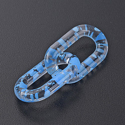 Light Sky Blue Transparent Acrylic Linking Rings, Quick Link Connectors, for Cable Chains Making, Oval, Light Sky Blue, 27x16.5x4mm, Inner Diameter: 7.5x18mm