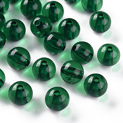 Темно-Зеленый Прозрачные акриловые бусины, круглые, темно-зеленый, 12x11 мм, отверстие : 2.5 мм, Около 566 шт / 500 г