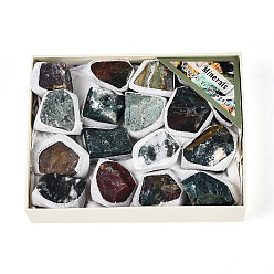 Океанический Джаспер Минеральный образец из яшмовой геоды, напоминающей рог изобилия, кластер необработанных кристаллов, Целебный кристалл в подарок для домашнего декора, с бумажной коробкой, 35~78x25~44x16~39 мм, о 11~18 шт / комплект