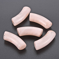 Легкий Лосось Прозрачные акриловые бусины, Стиль имитация драгоценных камней, изогнутая трубка, светлый померанцевый, 34x11.5x13 мм, отверстие : 3.5 мм, Около 150 шт / 500 г