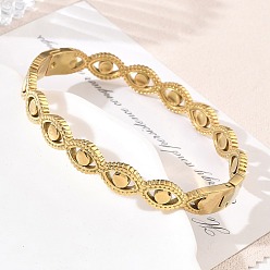 Real 18K Gold Plated 304 Stainless Steel Hinged Cuff Bangles, Eye, Real 18K Gold Plated, Inner Diameter: 1.97 inch(5cm)x2.36 inch(6cm)