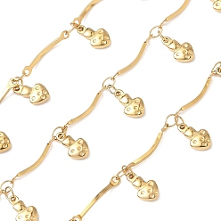Золотой 304 цепи из нержавеющей стали панель ссылок, с сердцем прелести, пайки, с катушкой, ионное покрытие (ip), золотые, Кулон : 9.5x5.5x2 мм, ссылка: 15.5x1.5x2.5 mm