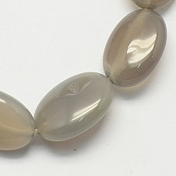 Natural Agate Flat Oval Gemstone Natural Grey Agate Stone Beads Strands, Slate Gray, 18x13x6mm, Hole: 2mm, about 22pcs/strand, 15.7 inch