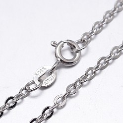 Platinum Anti-Tarnish Rhodium Plated Sterling Silver Cable Chains Necklaces, with Spring Ring Clasps, Platinum, 18 inch, 2.6mm