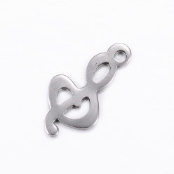 Edelstahl Farbe Anlaufgeschützt 201 Charms aus Edelstahl, Musiknote, Edelstahl Farbe, 16x8x0.8 mm, Bohrung: 1 mm