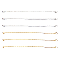 Платиновый & Золотой 12 шт. 2 цвета латунные подвески-соединители для цепочек, платиной и золотом, 51x2x1 мм, отверстие : 1.2 мм, 6 шт / цвет