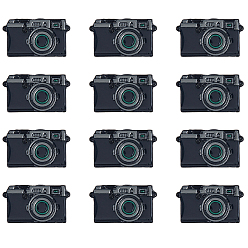 Black 12Pcs Camara Enamel Pins, Alloy Lapel Pin Backs for Backpack Clothes, Black, 13.5x24.5mm