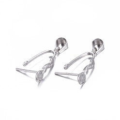 Платина Антикоррозийное родиевое покрытие 925 подвески из стерлингового серебра, с кубического циркония, медь наличными, прозрачные, платина, 18x4.2x8.5 мм, отверстие : 5x4 мм, штифты : 0.8 мм, длина внутреннего шва: 11мм