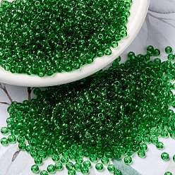(RR145) Transparent Light Green Миюки круглые бусины рокайль, японский бисер, 8/0, (rr 145) прозрачный светло-зеленый, 3 мм, отверстие : 1 мм, Около 422~455 шт / 10 г