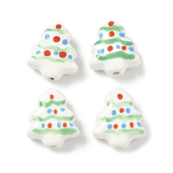 Белый Фарфоровые бусины ручной работы, рождественская елка, пастельный фарфор, белые, 16~16.5x14.5~15x6.5~7 мм, отверстие : 1.8 мм