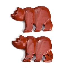 Red Jasper Natural Red Jasper Carved Pendants, Zuni Bear Charms, 30~32.5x46~47x6~8mm, Hole: 1mm