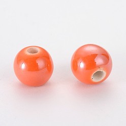 Mixed Color Pearlized Handmade Porcelain Round Beads, Mixed Color, 6mm, Hole: 1.5mm