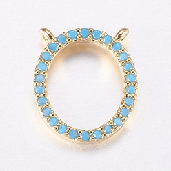 Golden Brass Micro Pave Cubic Zirconia Charms, Oval, Golden, 12.5x11x2mm, Hole: 1mm