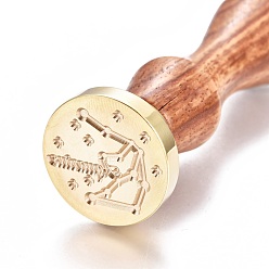 Aquarius Brass Wax Seal Stamp, with Wooden Handle, for Post Decoration, DIY Card Making, Aquarius, 90x26mm, Hole: 7mm