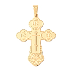 Золотой 304 подвески из нержавеющей стали, ic xc ni ka Orthodox Corss, без кадмия и без свинца и без никеля, золотые, 33.5x24.5x1.3 мм, отверстие : 3x5 мм