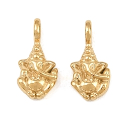 Chapado en Oro Real de 14K 304 colgantes de acero inoxidable, amuletos de Ganesha, real 14 k chapado en oro, 15.5x7.5x3.5 mm, agujero: 2 mm
