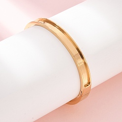 Golden 304 Stainless Steel Grooved Bangle Base, Blank Hinged Cuff Bangles, Leather Inlay Bangle Making, Golden, Inner Diameter: 1.97x2.32 inch(5x5.9cm), Slot: 5mm