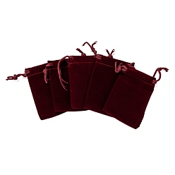 Dark Red Rectangle Velvet Pouches, Gift Bags, Dark Red, 7x5cm