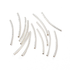 Silver Brass Tube Beads, Curved, Silver, 35x2mm, Hole: 1mm