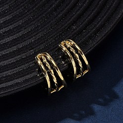 Настоящее золото 18K Тройные серьги-каффы в форме буквы С из латуни, реальный 18 k позолоченный, 16x8 мм