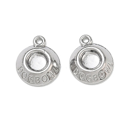 Stainless Steel Color 304 Stainless Steel Pendant Cabochon Settings, Dog Bowl Charms, Stainless Steel Color, 15.5x13x3.5mm, Hole: 1.5mm