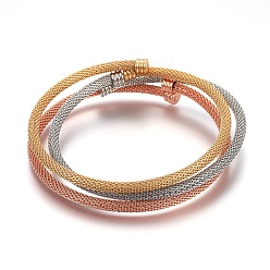 Mixed Color 304 Stainless Steel Cuff Bangle Sets, Mixed Color, 2-1/2 inch(6cm)~2-3/4 inch(7cm), 3pcs/set