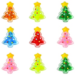 (52) Непрозрачная лаванда 12 шт. 6 цветные стеклянные эмалевые бусины, Рождественские елки, разноцветные, 18x15x7 мм, отверстие : 1.2 мм, 2 шт / цвет