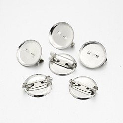 Платина Железа настройки кабошон брошь, платина, лоток : 17 мм, 20x6 мм